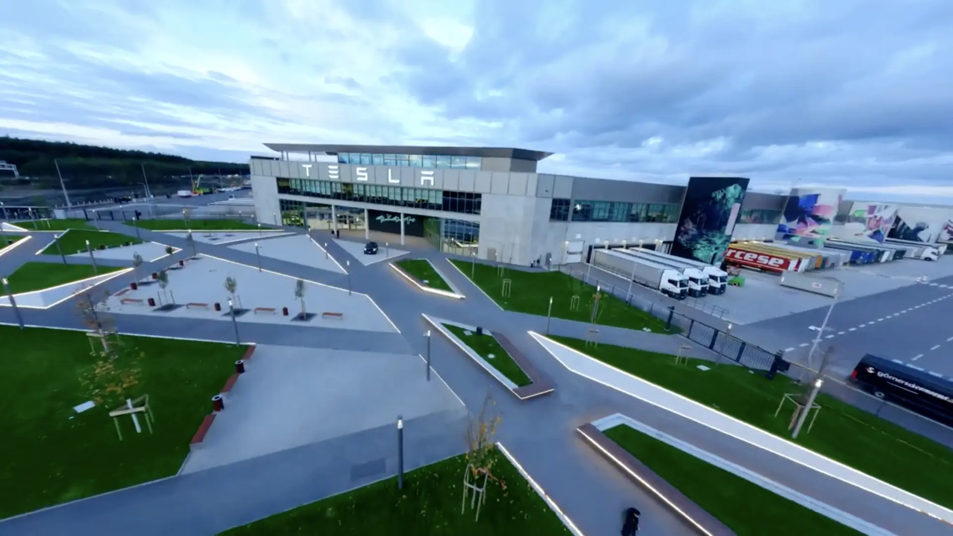 Gigafactory Tesla à Berlin avec lignes de production de véhicules électriques Model Y